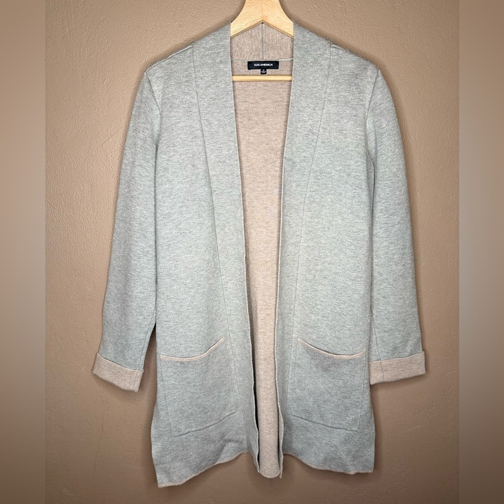 525 America Gray & Beige Heavyweight Duster Cardigan Size M Neutral Minimalist
